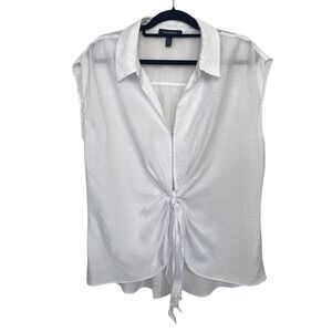 Ellen Tracy Front Tie White Shirt Women's‎ size XL